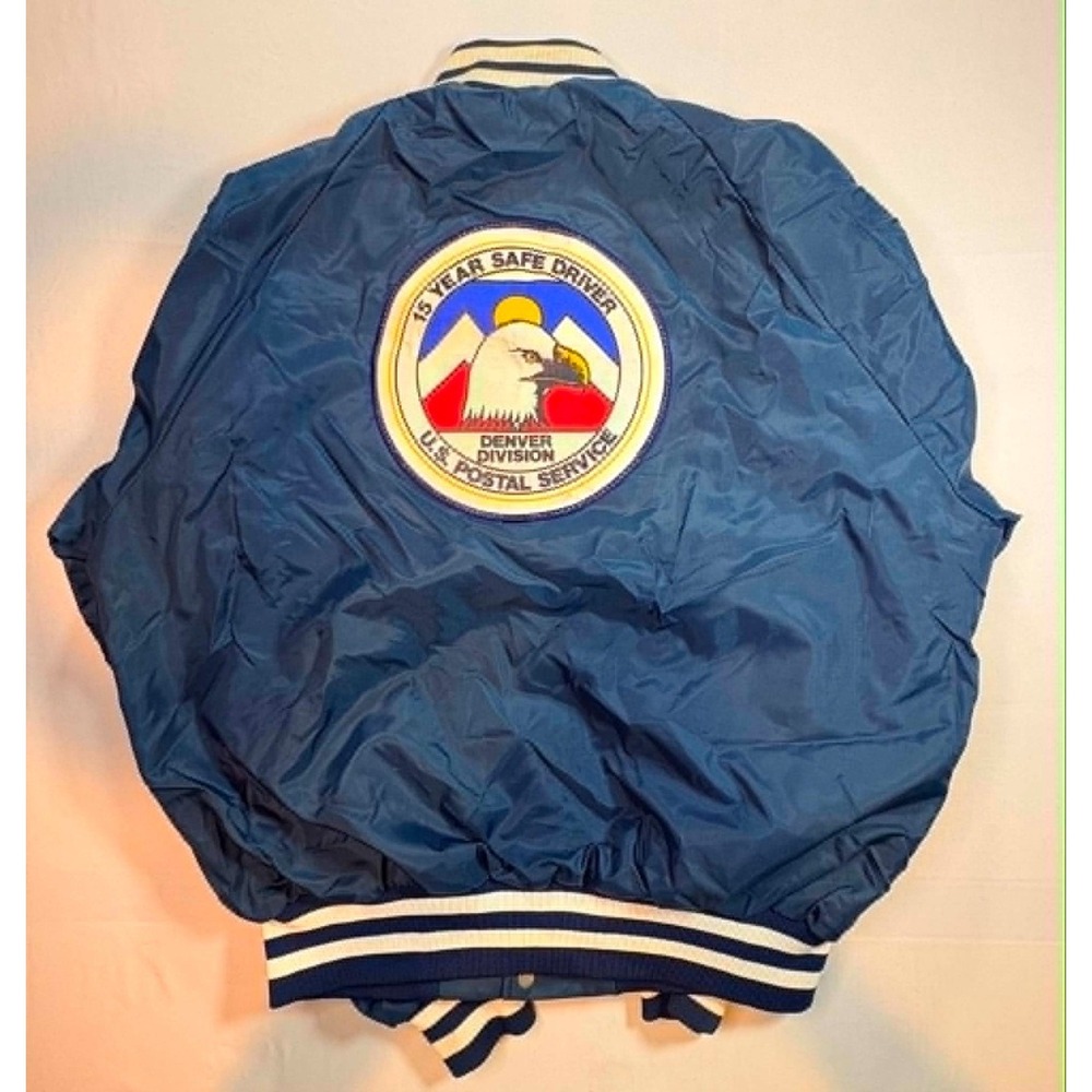 Vintage USPS Jacket Dunbrooke Pla Jac 15 Year Safe Driver Denver Postal Medium